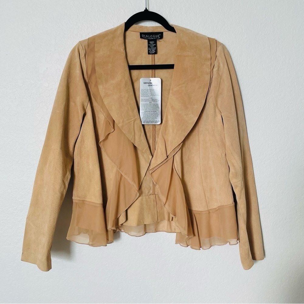NWT Dialogue woman’s genuine leather jacket size Small openfront feminine winter